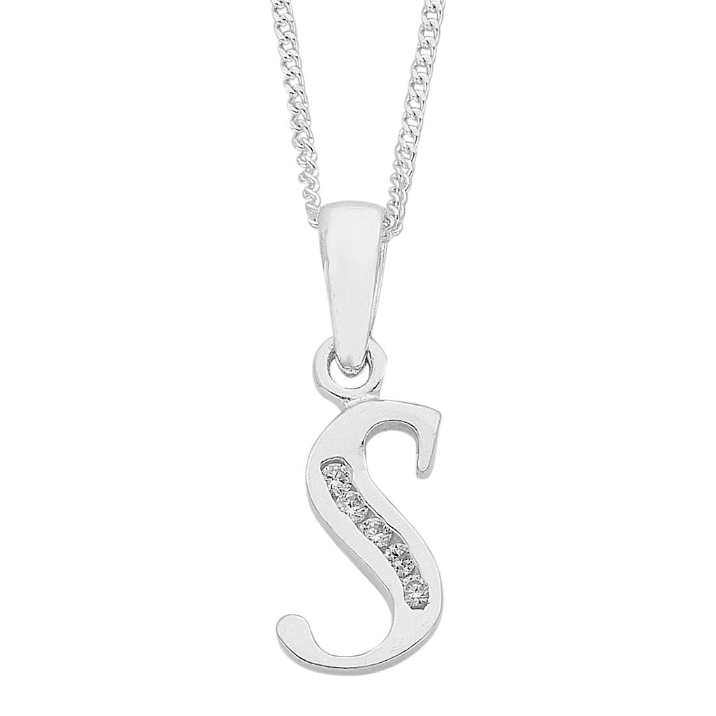 Sterling Silver Cubic Zirconia Initial Necklace – Bevilles Jewellers