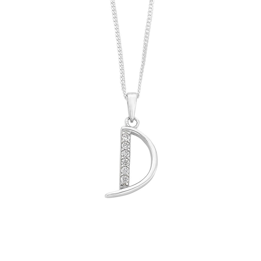 Sterling Silver Cubic Zirconia Initial Necklace - Most Initials Availa ...