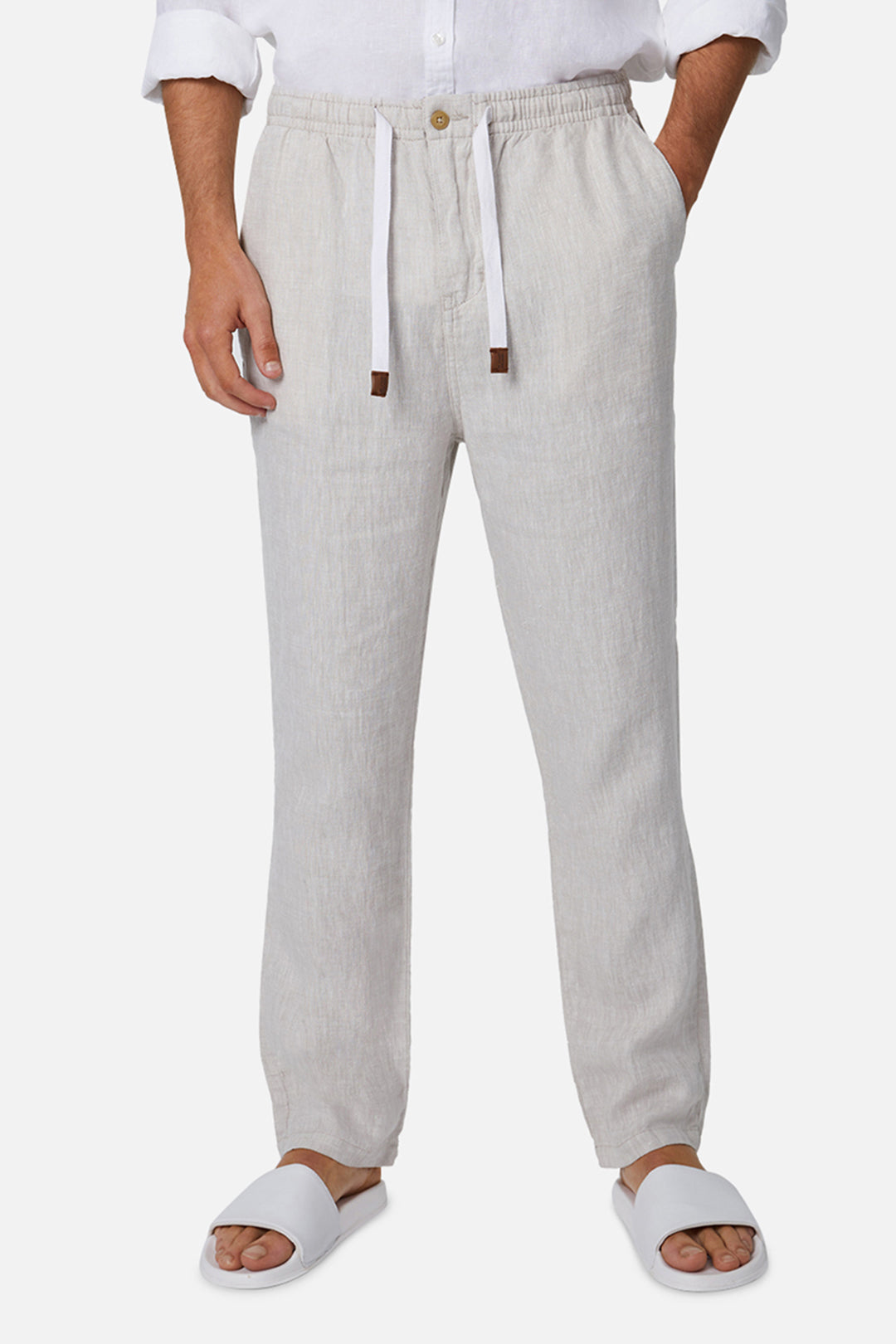 linen pants with sneakers