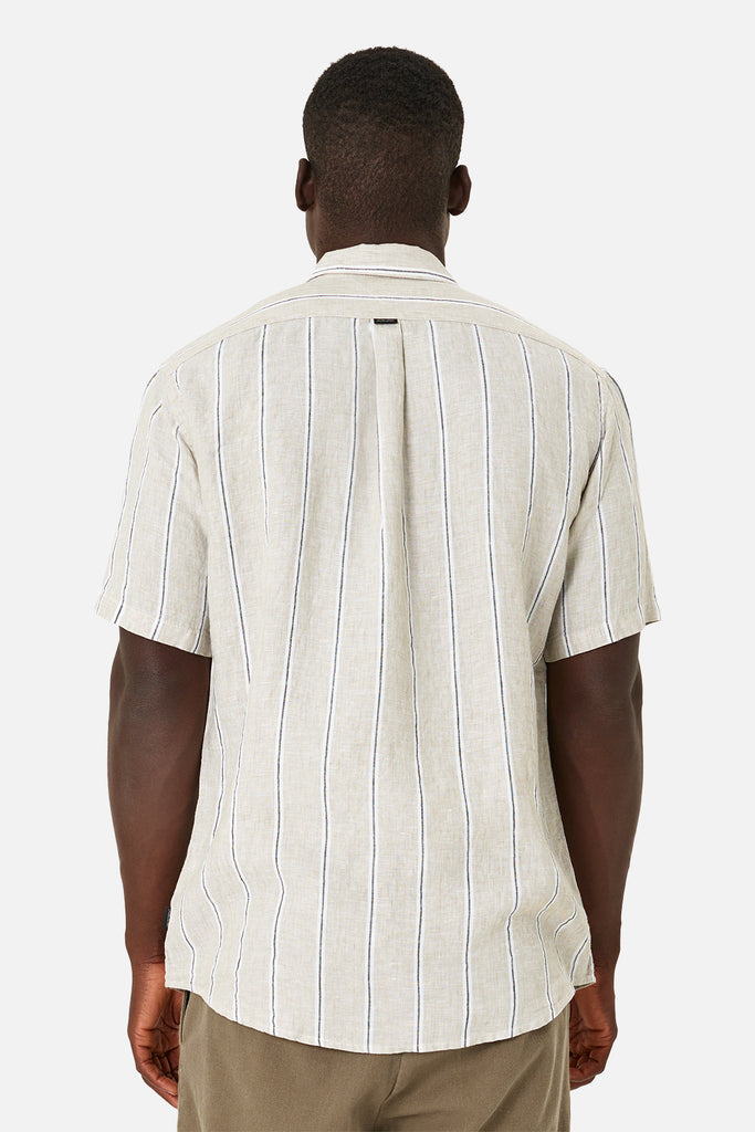 The Hutton Linen S/S Shirt - Wheat Combo