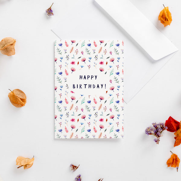 'Happy birthday floral' Greeting Card