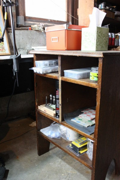 Tools stay well-organized in this wooden beauty