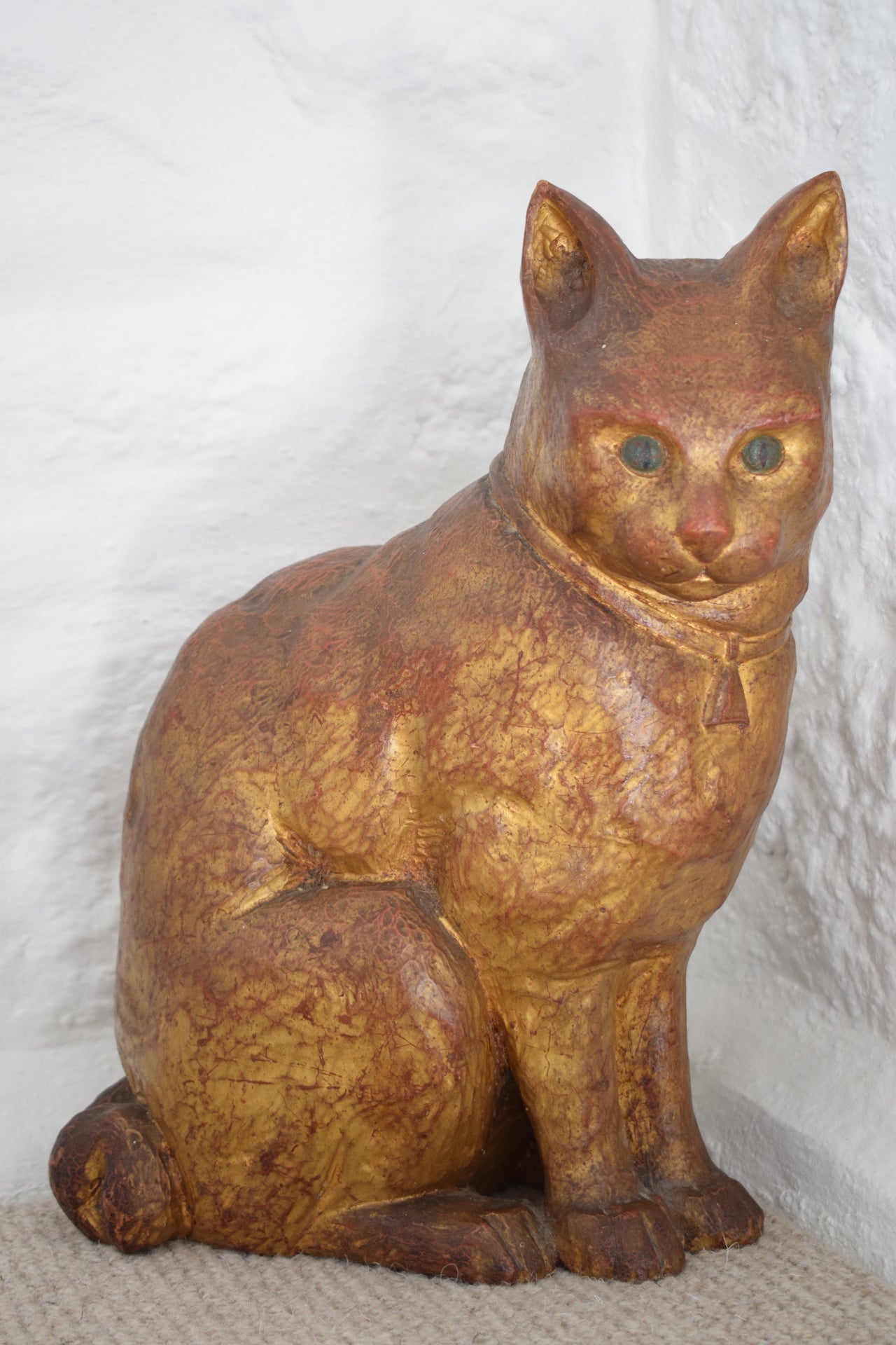 Antique Hand Painted Large Carved Wooden Cat-From Grumbla ...