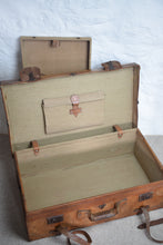 Load image into Gallery viewer, Large Tan Leather Suitcase