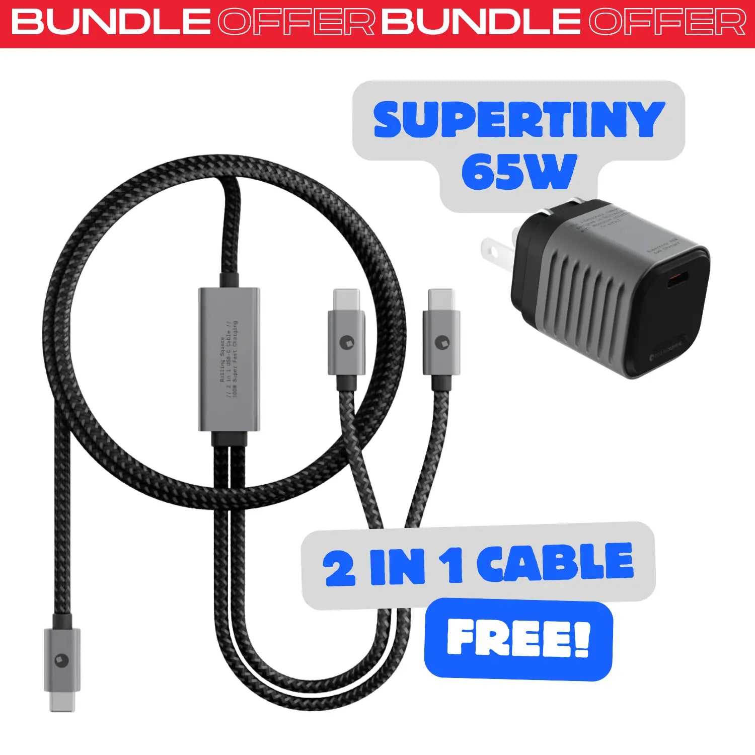 Supertiny 65W + Free 2in1 Cable (Bundle)