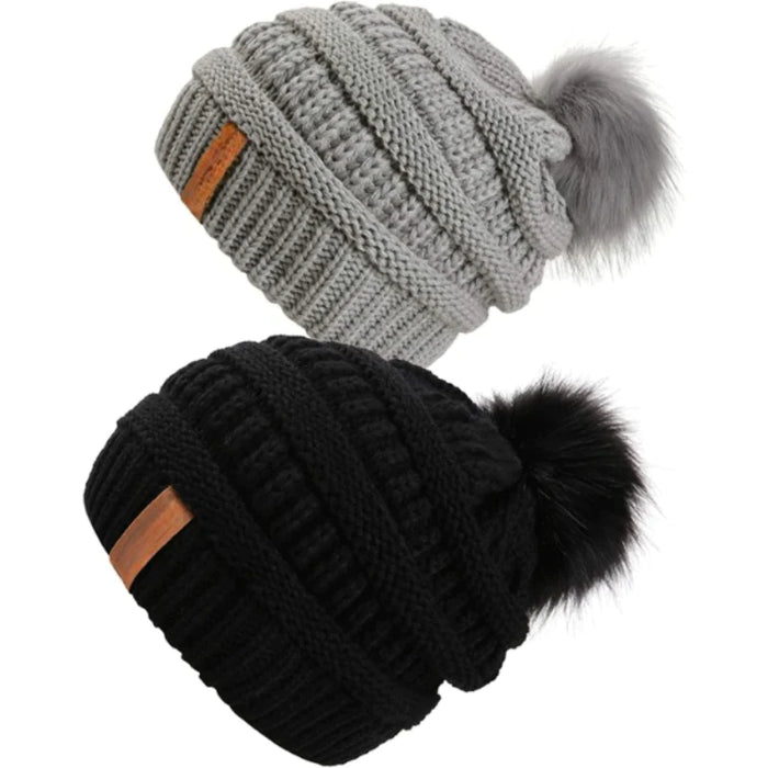 Pack of 2 Women's Thick Baggy Beanies