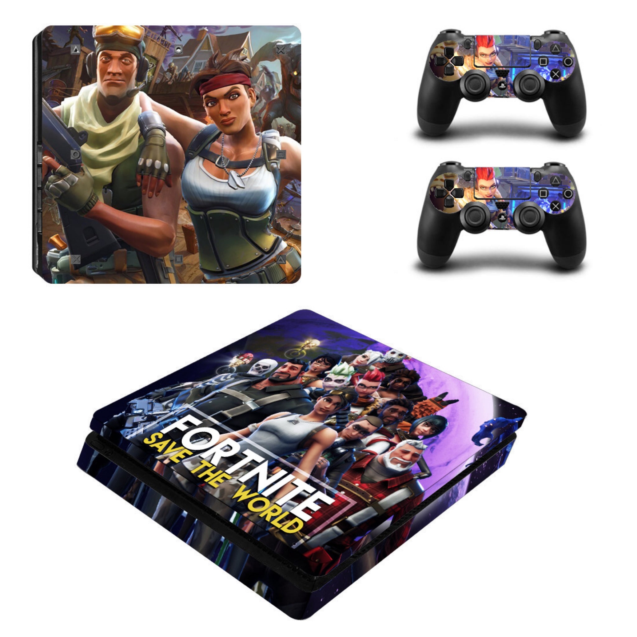 Game Fortnite Skin For Ps4 Slim Console 2pcs Controller Protective Amcoser