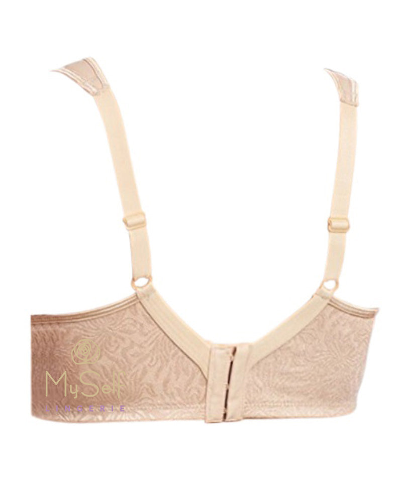 Playtex Bra Beige 42C Style 4049 Wire Free Comfort Side & Back