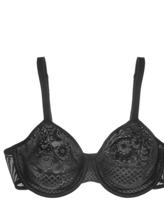 Black/Cobalt Nicole See Thru Lace Underwire Bra –