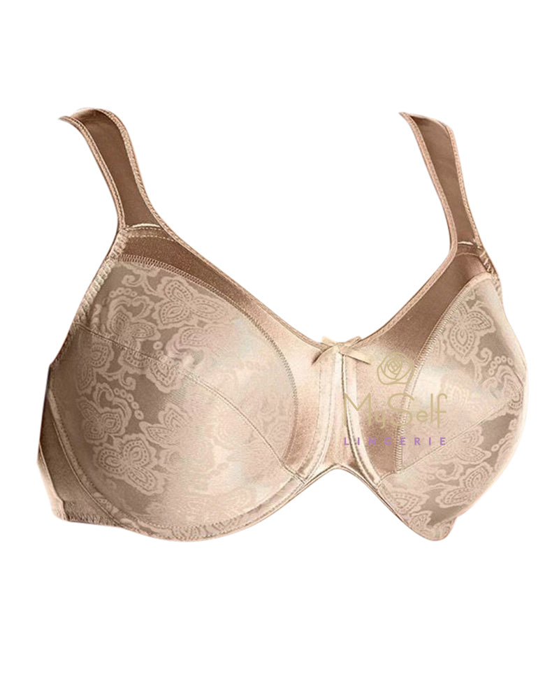 NEW Bali Bra Satin Tracings Underwire Minimizer non Padded Beige 42C