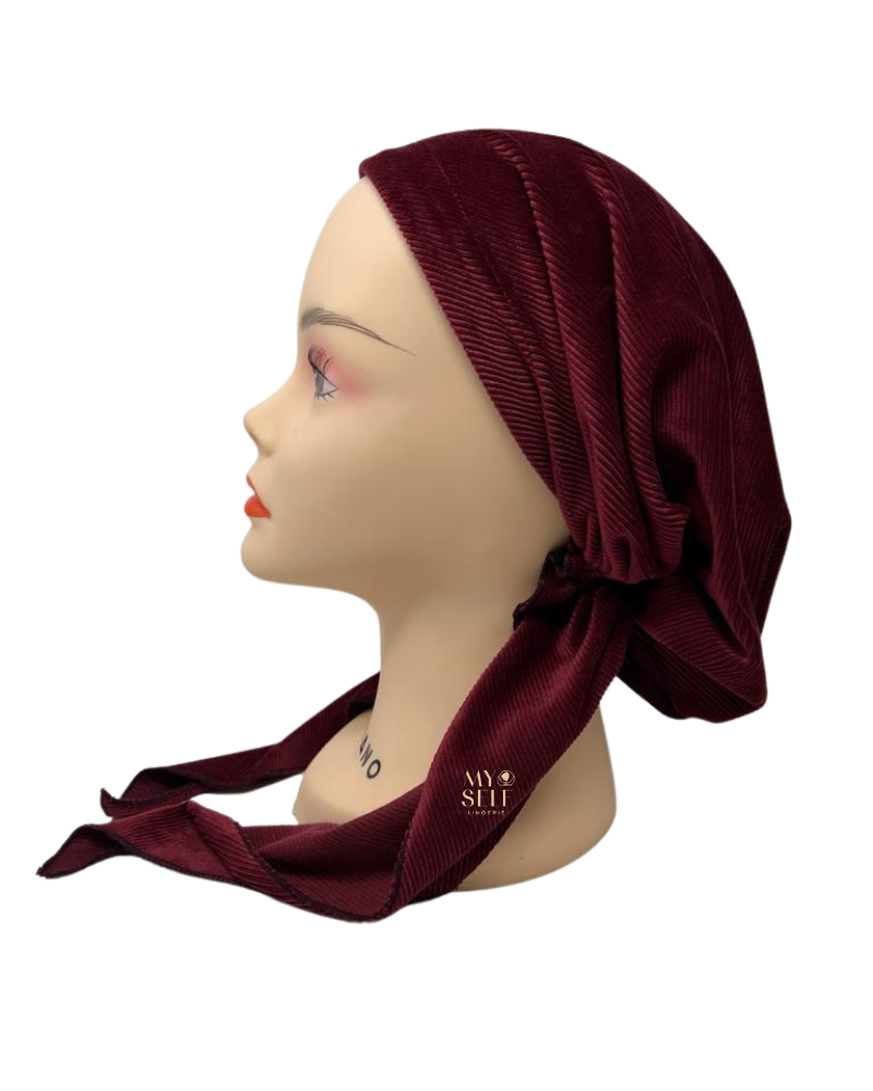 Triple Up BL652 Burgundy Velvet Ribbed Lined Pre-Tied Bandanna ...