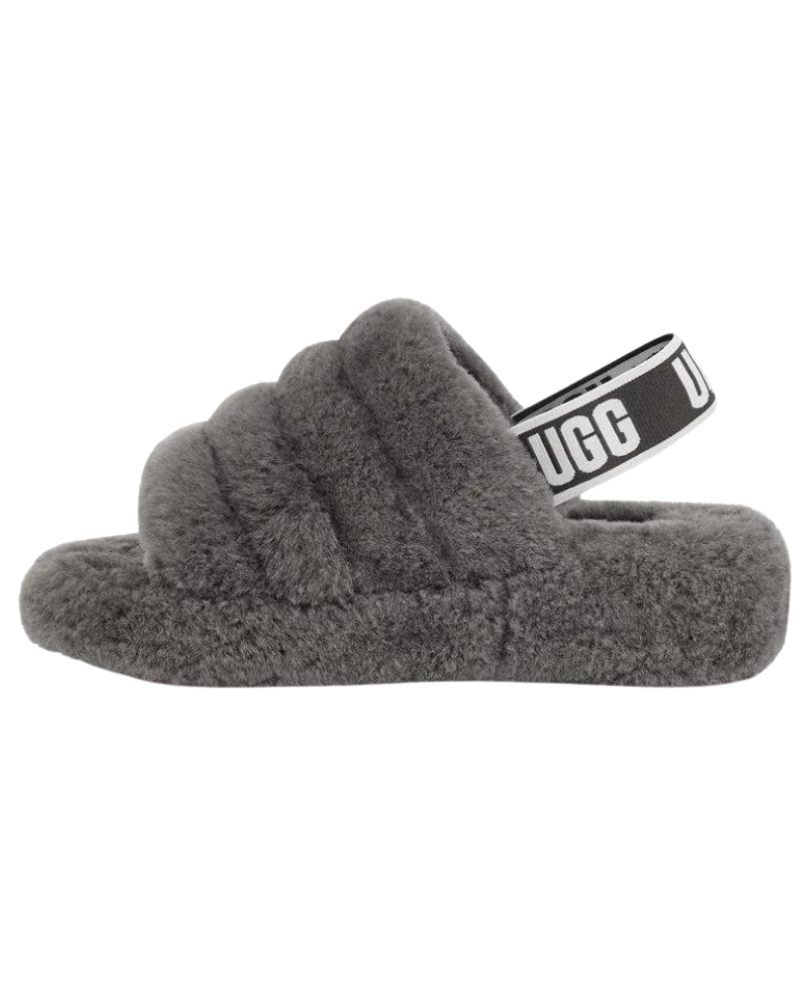 UGG 1095119 Charcoal Fluff Yeah Fur Slides – myselflingerie.com