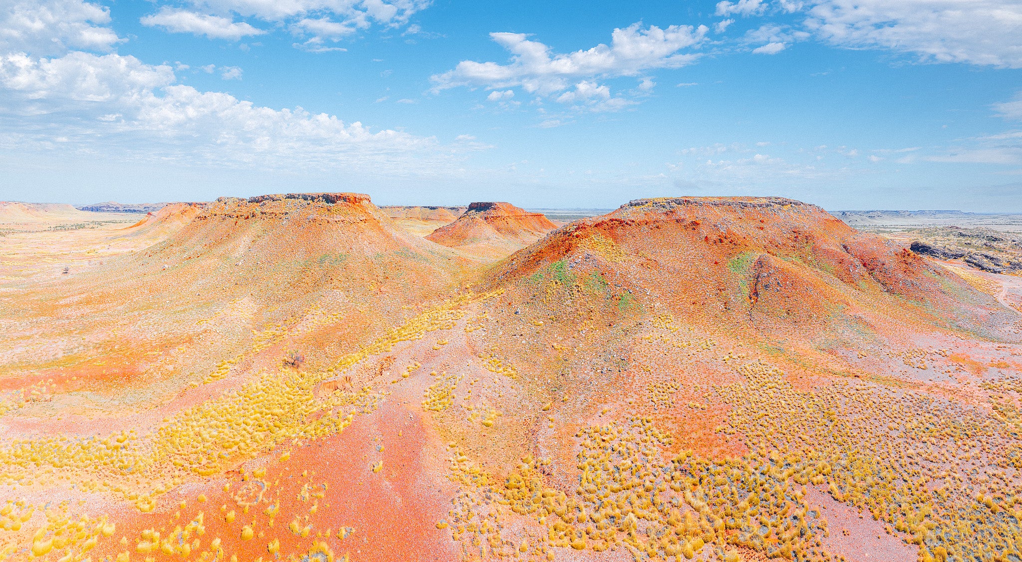 colourful aerial photograph of a typical pilbara landscape in western australia