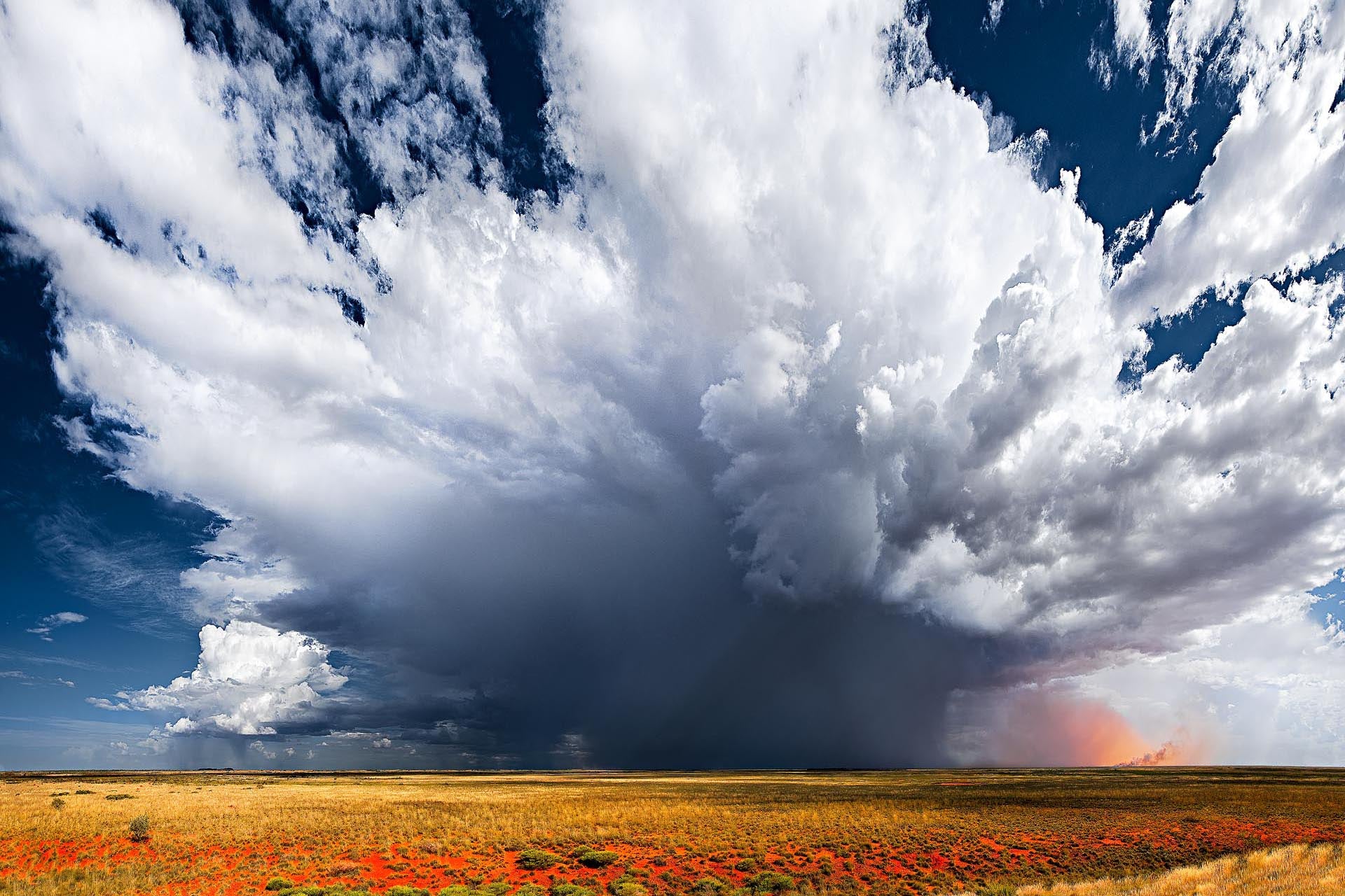 Huge storm approaching over the dry, red plains of the Pilbara in North Western Australia