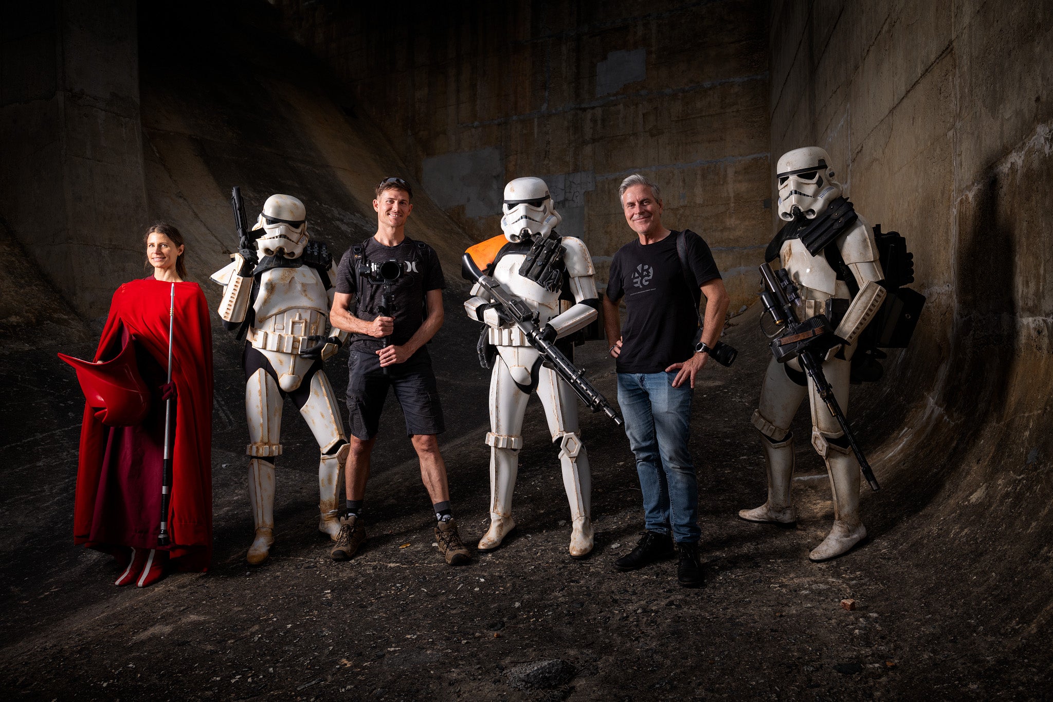 Star Wars characters and crew on a shoot at the canning dam in Western Australia