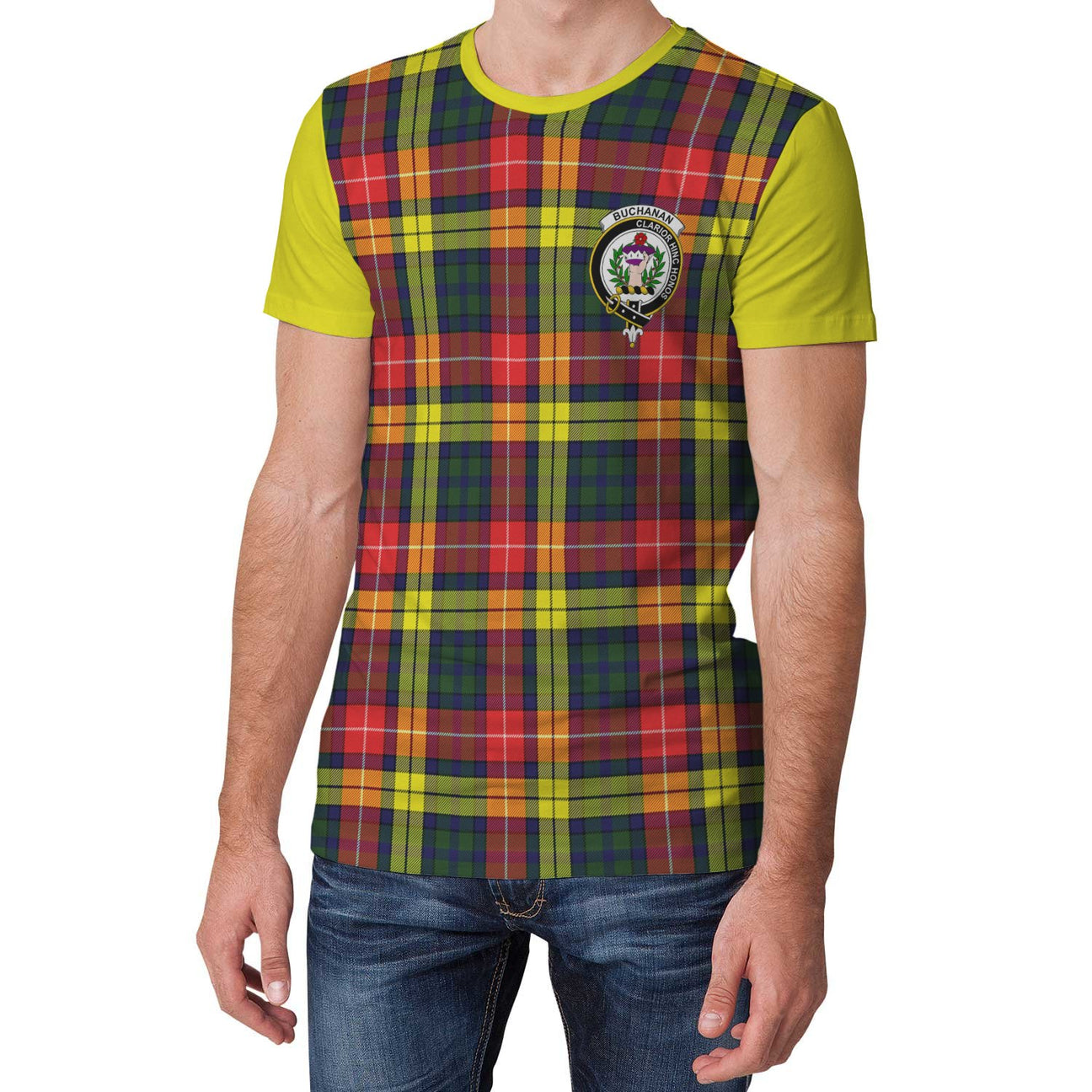 ScotishShop Tartan T-Shirt - Clan Buchanan Crest And Plaid T-Shirt For ...