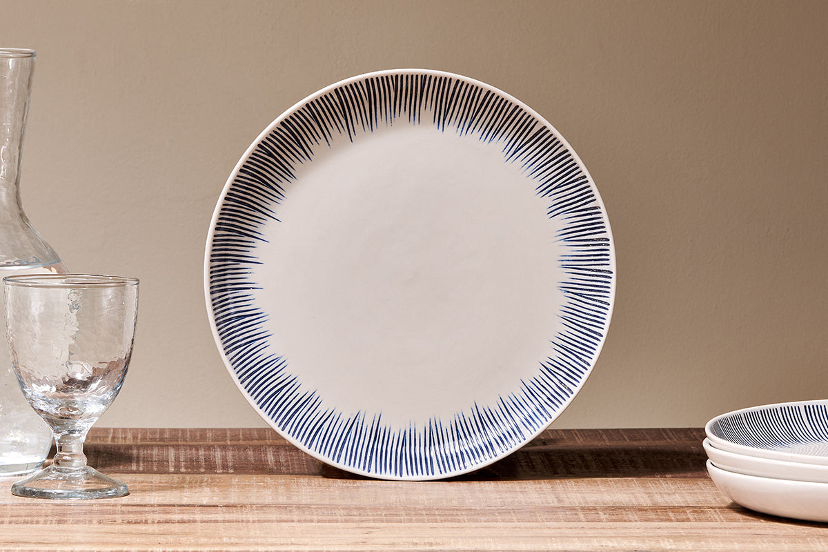 Nkuku Karuma Ceramic Dinner Plate | Tableware | Blue/White