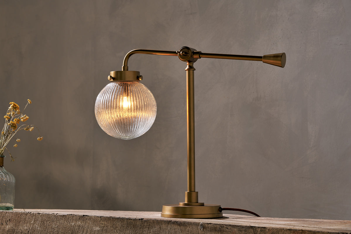 Nkuku Sengol Recycled Glass Desk Lamp | Lamps And Shades | Antique Brass
