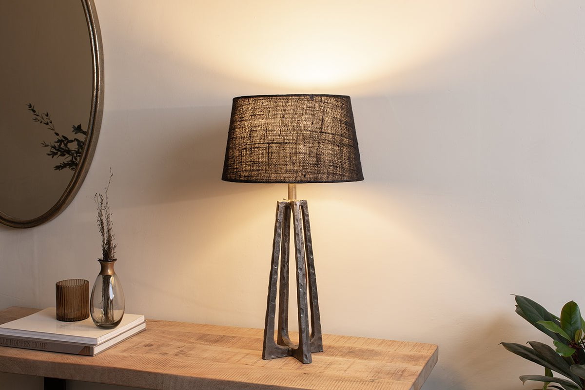 brown wire farmhouse table lamp