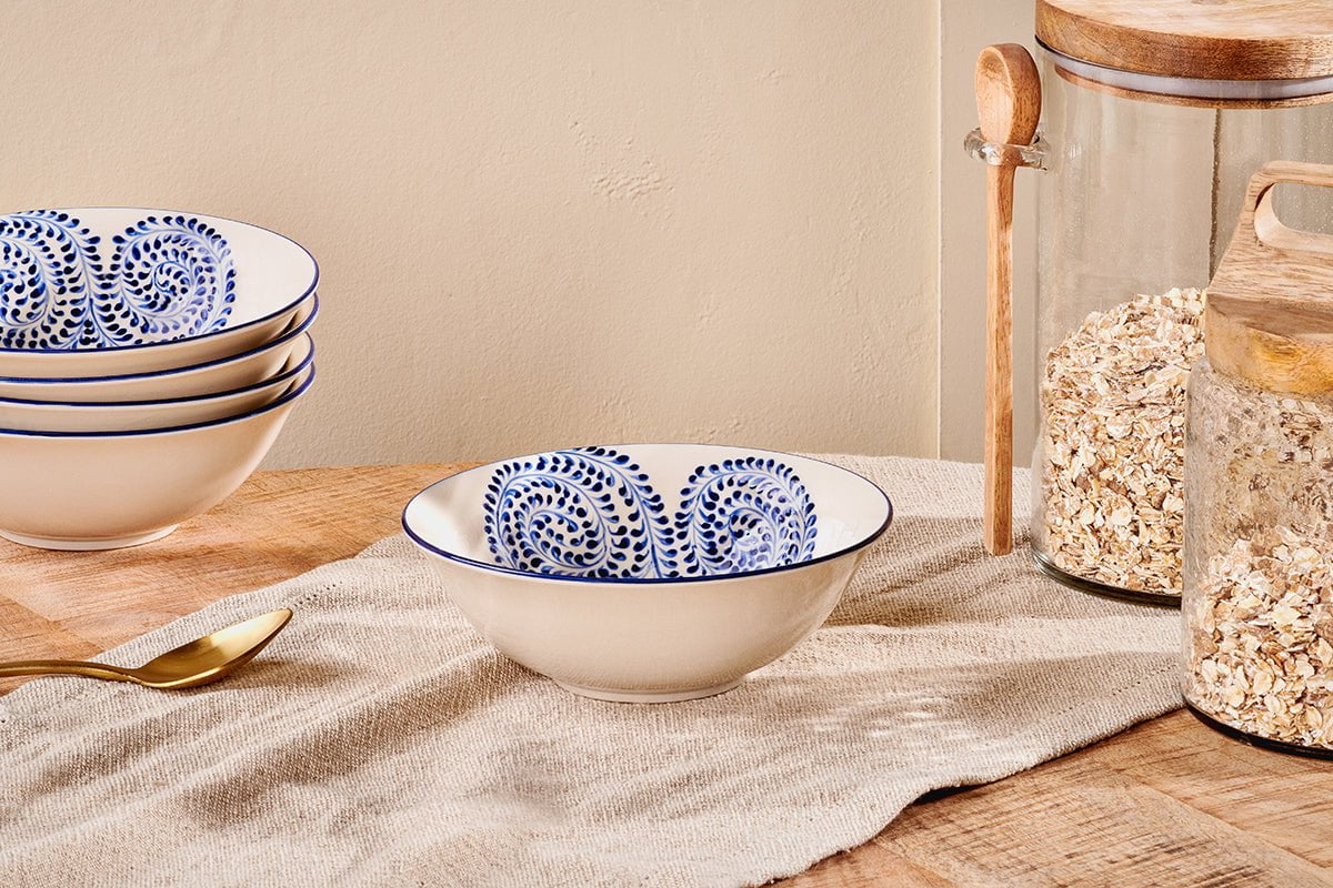 Nkuku Eshani Ceramic Cereal Bowl | Tableware | Indigo