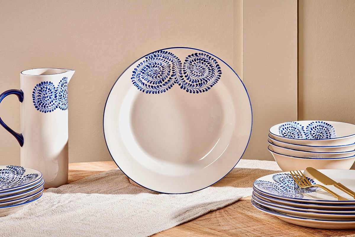Nkuku Eshani Ceramic Dinner Plate | Tableware | Indigo