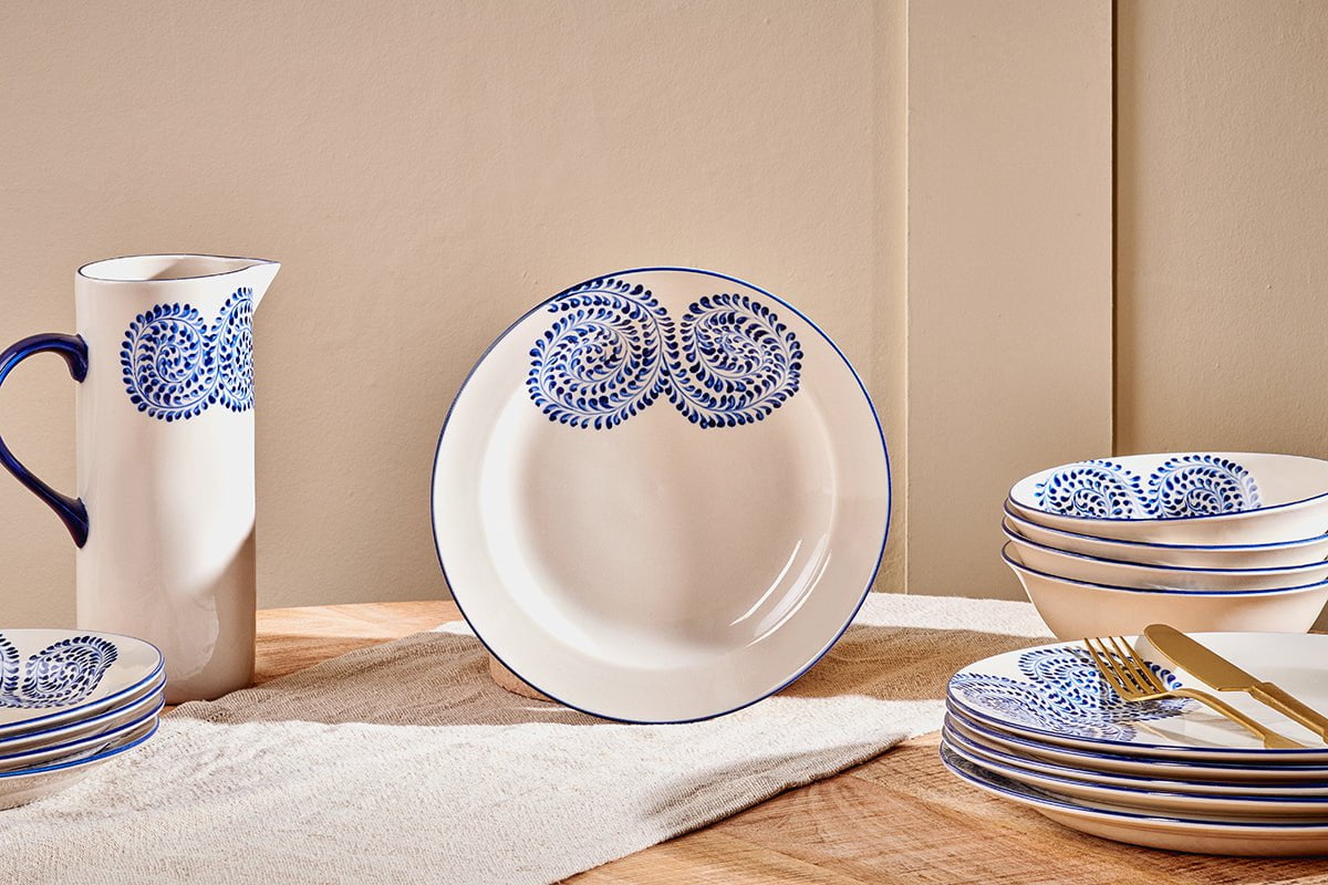 Nkuku Eshani Ceramic Side Plate | Tableware | Indigo
