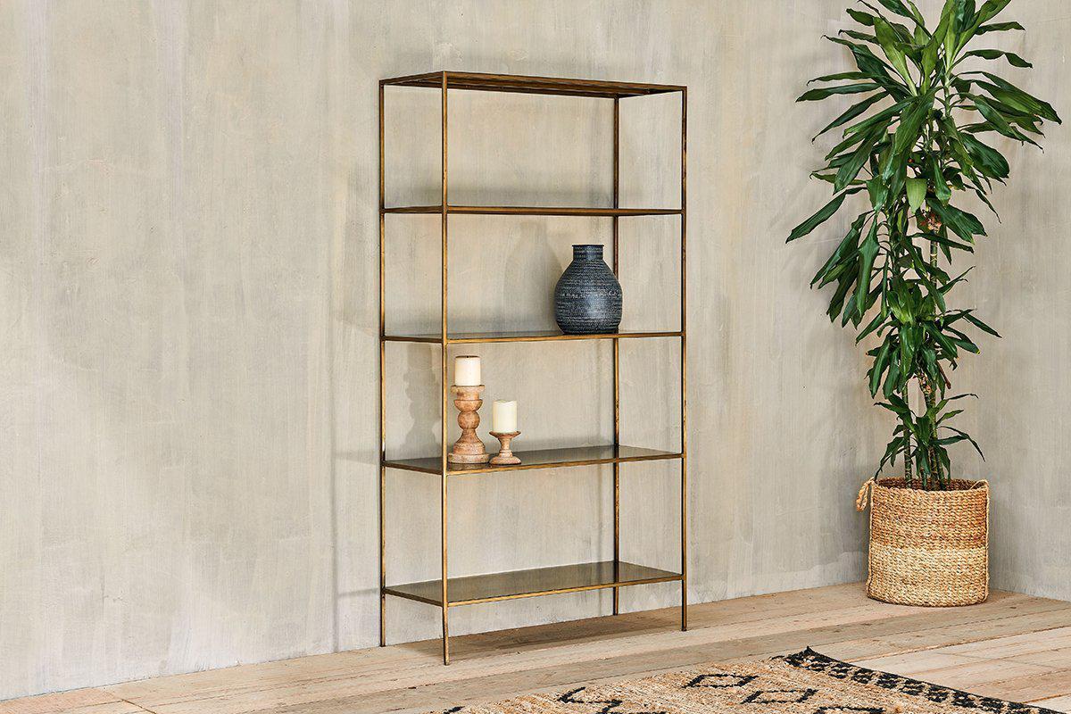 Nkuku Mahi Shelving Unit | Storage Furniture | Gold | Wide