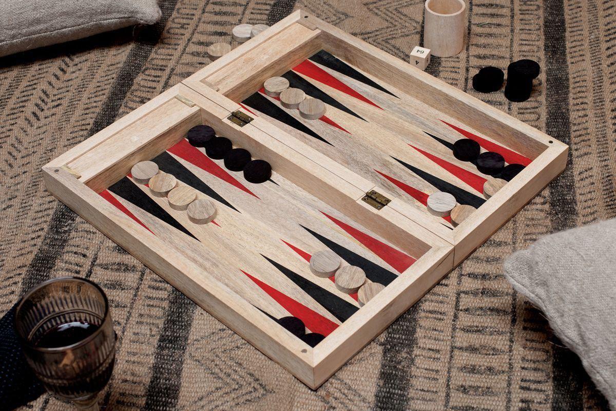 Nkuku Mango Wood Backgammon | Gift Jewellery & Accessories | Brown | 7 x 20 x 40 cm
