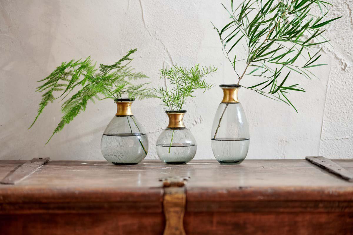 Nkuku Miza Mini Glass Vase | Vases & Planters | Grey | Small 11 x 8 cm (Diameter)
