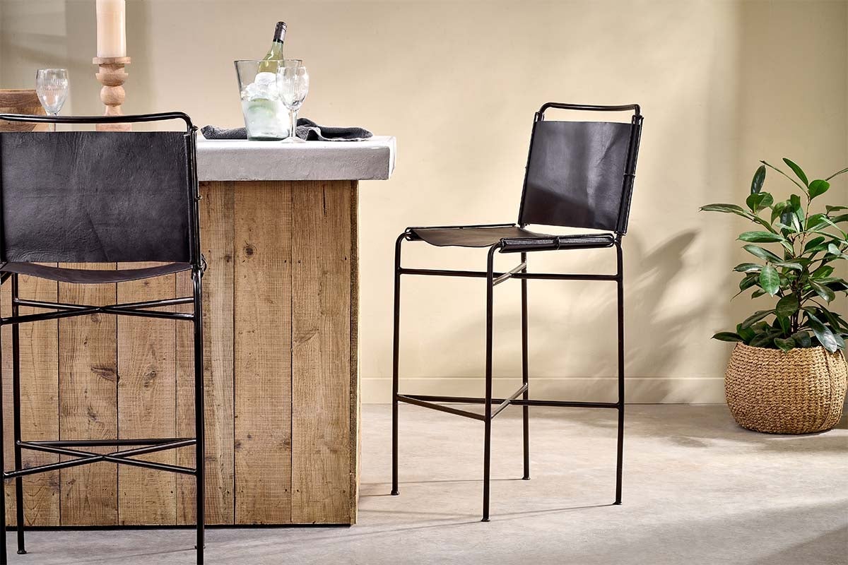 leather sling bar stools