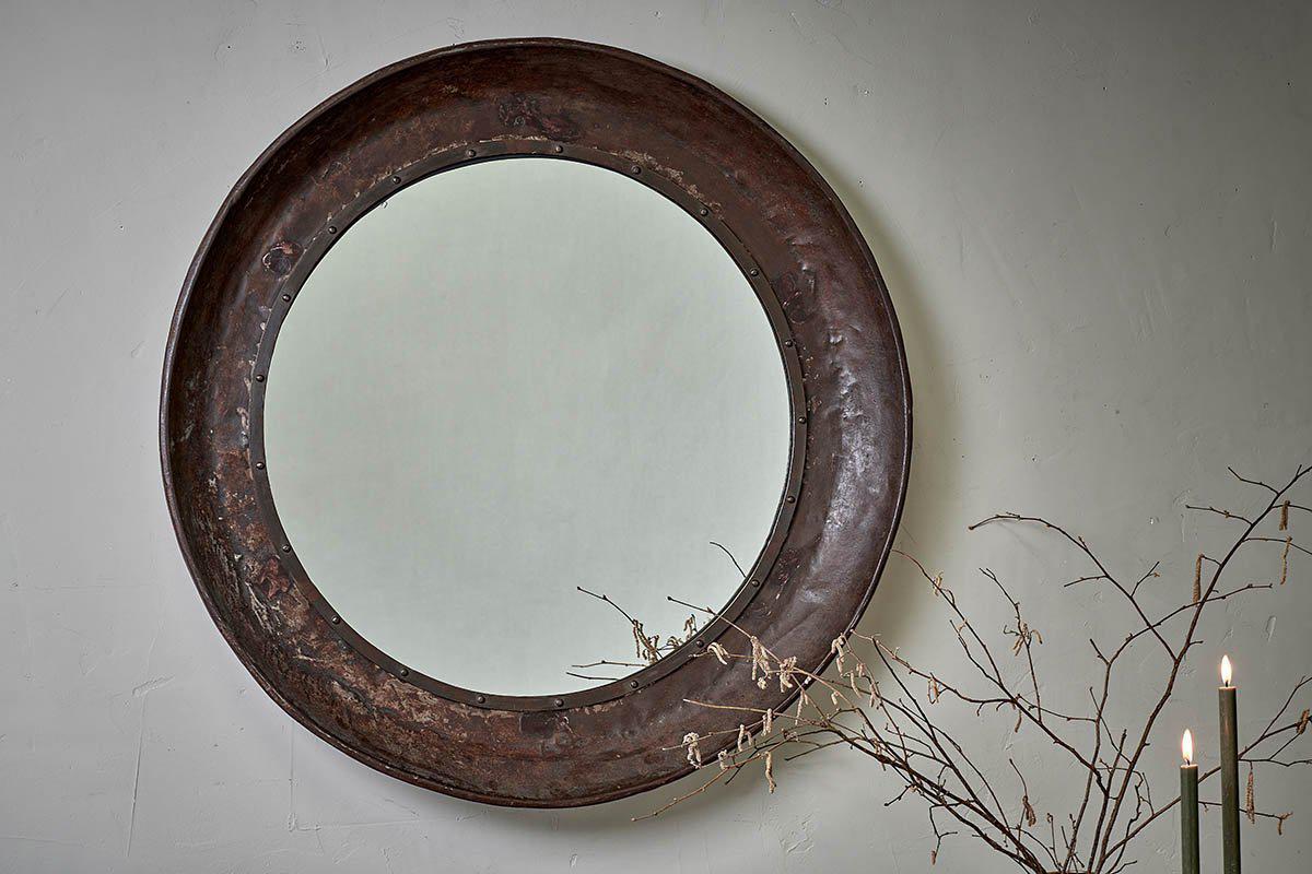 Nkuku Reclaimed Iron Tray Mirror | Mirrors Wall Art & Clocks | Multicolour | Varies Approx 9 x 110 cm (Diameter)