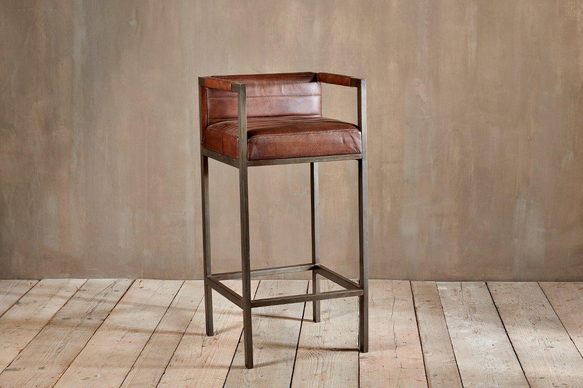 dark brown leather bar stools