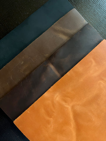 Explore the Versatility of Crazy Horse Pre Cut Leathers - Ideal for Hobbyists, Small Businesses, Hat Patches, Jean Tags, Home Decor, and Interior Design Projects. Discover our 4/5 OZ Semi-Veg Collection in 4 In-Stock Colors.