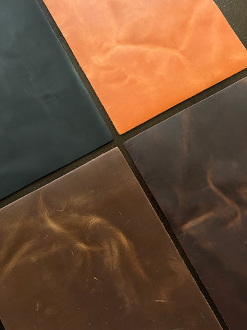 Explore the Versatility of Crazy Horse Pre Cut Leathers - Ideal for Hobbyists, Small Businesses, Hat Patches, Jean Tags, Home Decor, and Interior Design Projects. Discover our 4/5 OZ Semi-Veg Collection in 4 In-Stock Colors.