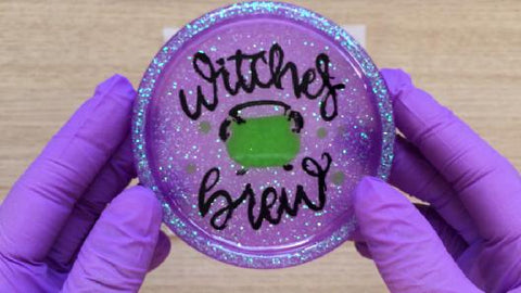 Purple Witches Brew Coaster made with epoxy resin