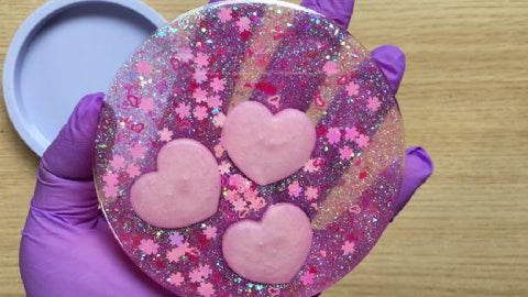 hearts resin coaster