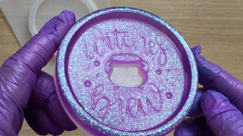 Purple witches brew resin coaster