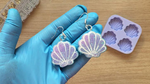 seashell earrings resin tutorial