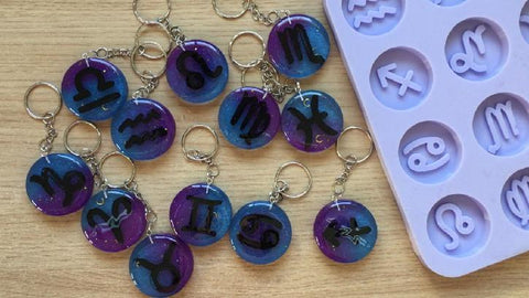 zodiac resin key chains