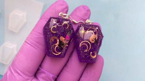 coffin resin earrings