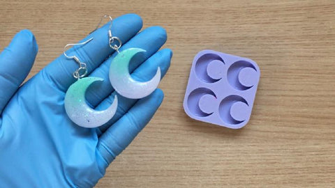 Resin tutorial pastel crescent moon earrings