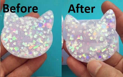 1 layer resin charm comparison before and after doming with resin