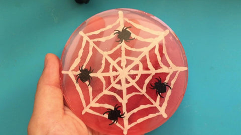 Hand-painted cobweb resin coaster
