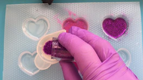 Adding metallic purple glitter to epoxy resin 