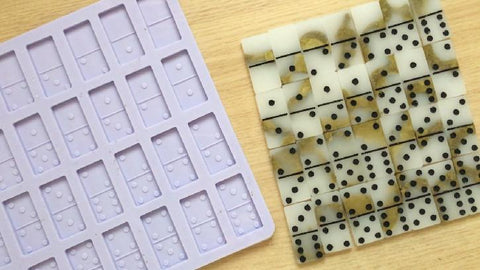 white and gold marble dominoes resin tutorial