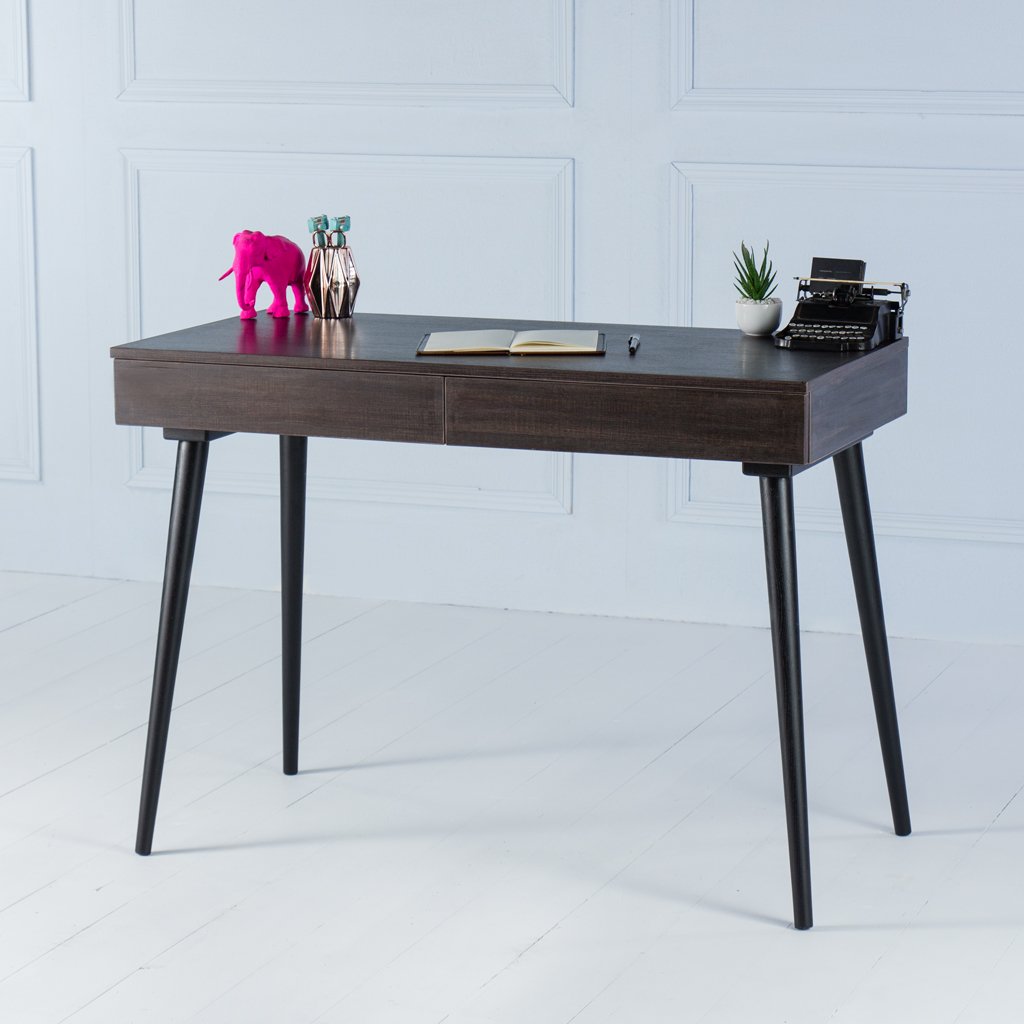 Kross Office Desk With Splayed Legs In Brown Hex