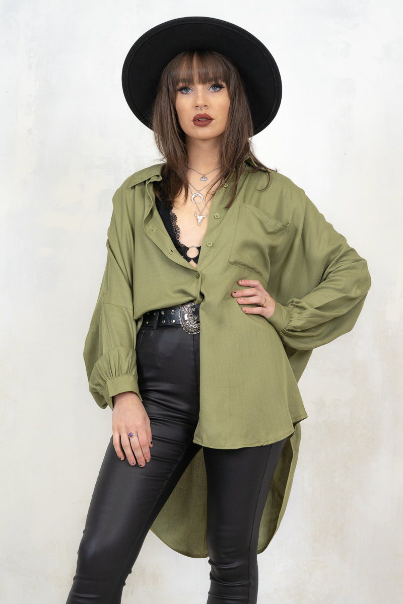 Heaven and Hell Khaki Oversized Shirt