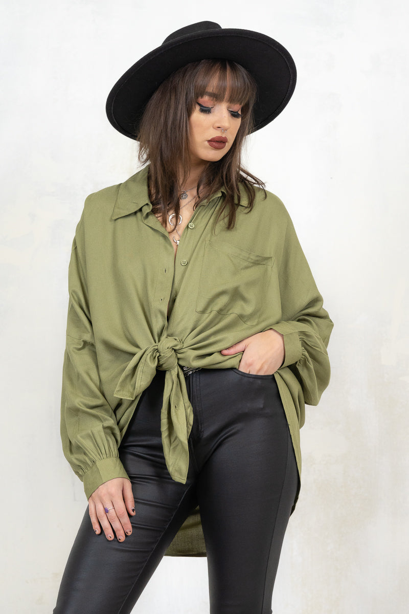 Heaven and Hell Khaki Oversized Shirt