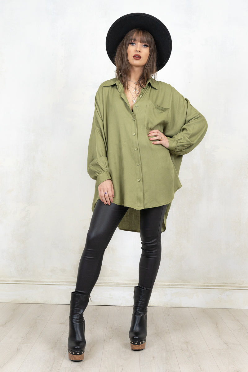 Heaven and Hell Khaki Oversized Shirt