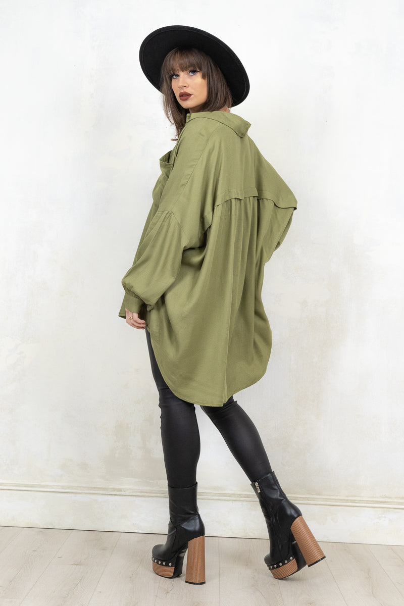 Heaven and Hell Khaki Oversized Shirt